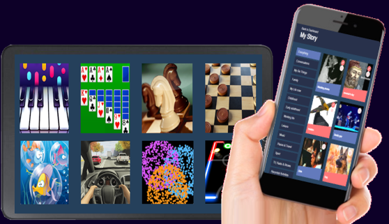 Activities based app interface showing various care activities